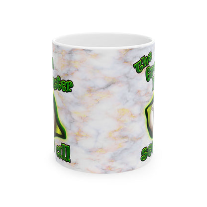 green monster - White Mug (white marble)