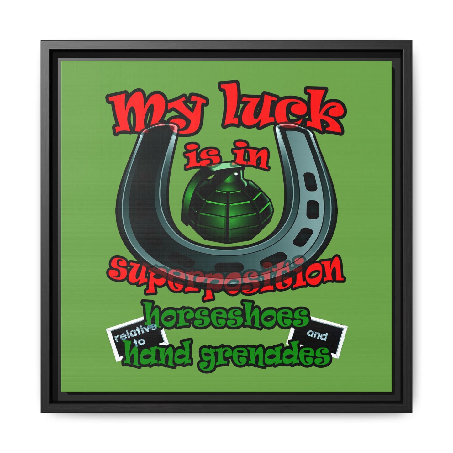 my luck - framed canvas art (green)