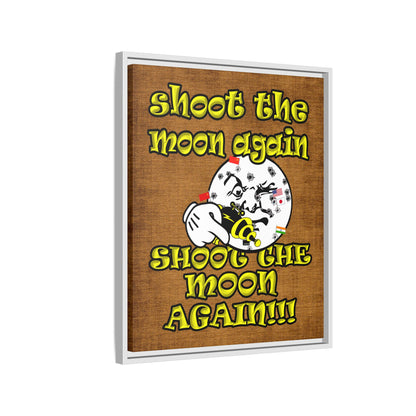 shoot the moon again - framed canvas art (brown papyrus)
