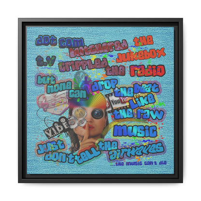 drop the beat - framed canvas art (faded blue)