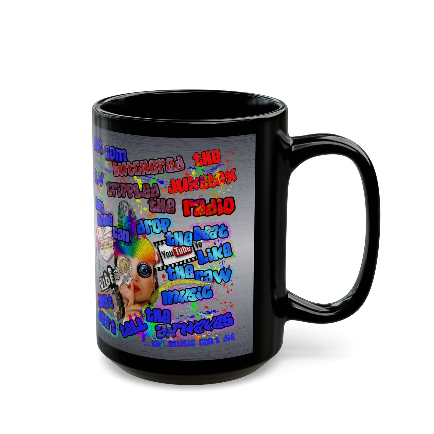drop the beat - Black Mug (brushed nickel)