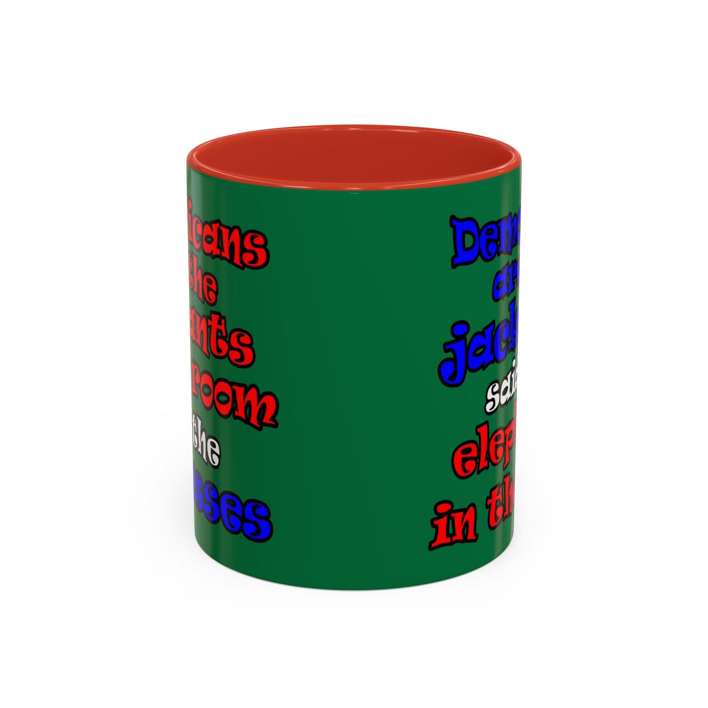 donkeys and elephants - Accent Mug (dark green)
