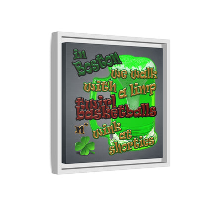 celtics logo - framed canvas art (grey-light grey)