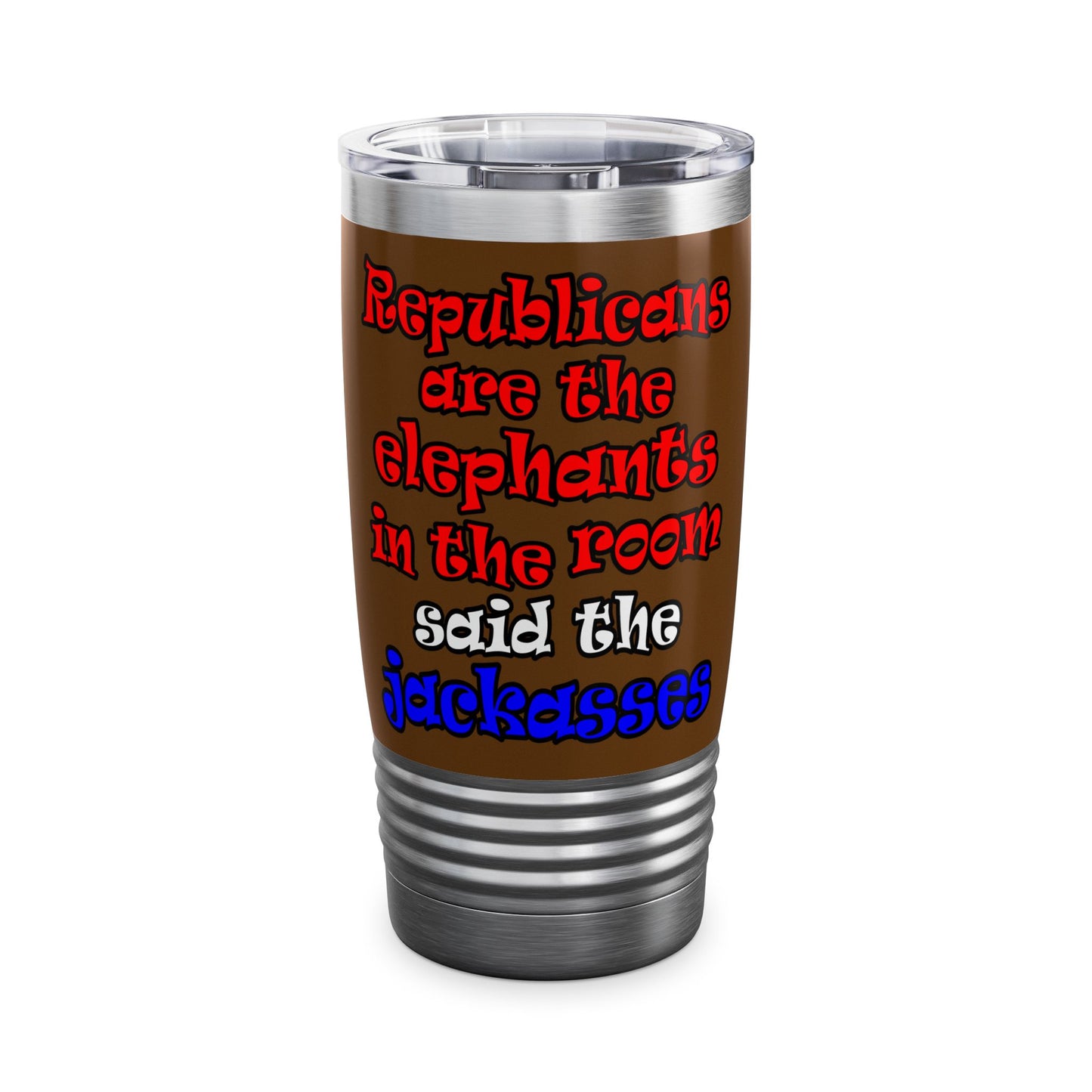 donkeys and elephants - Ringneck Tumbler, 20oz (brown)