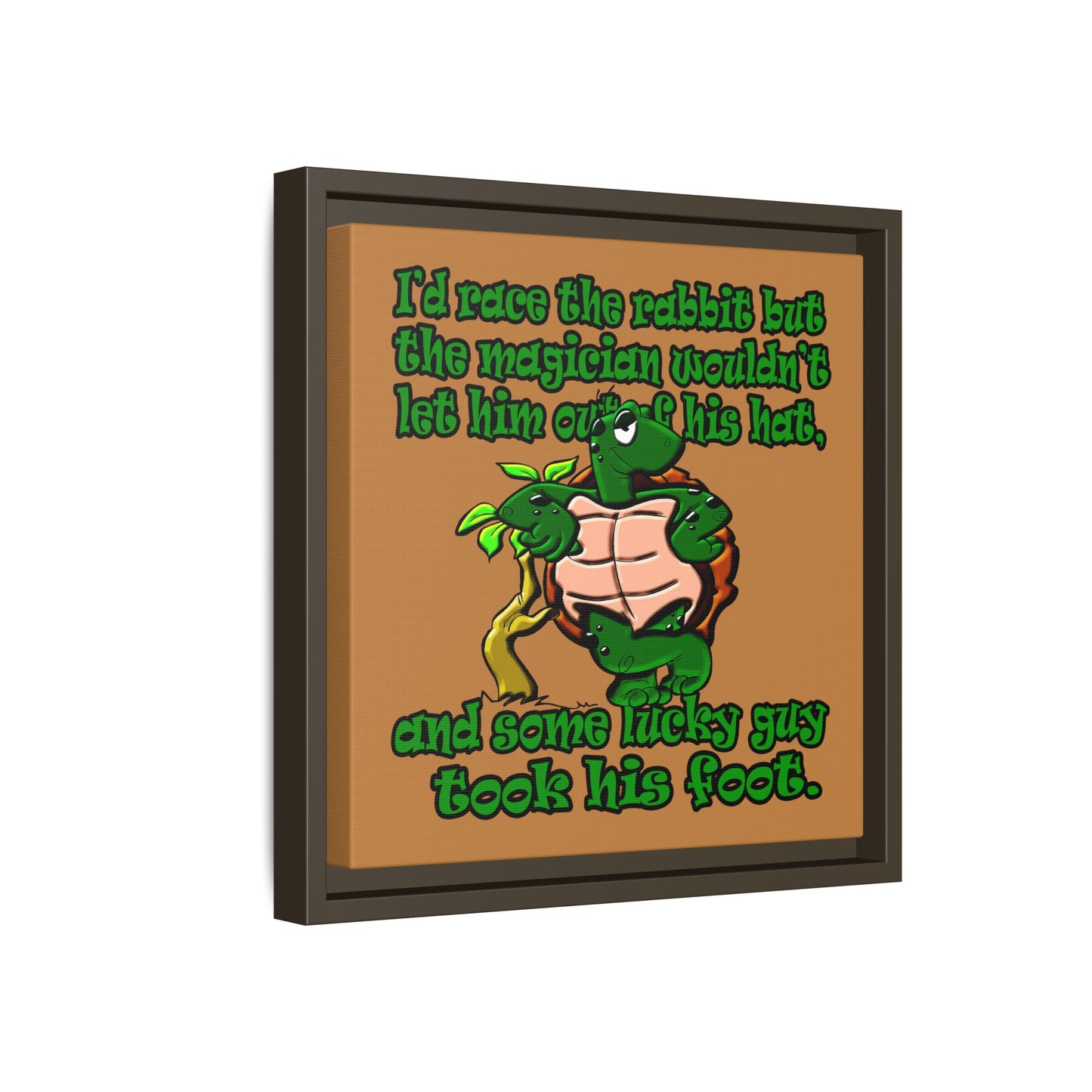 turtle race - framed canvas art (light brown)