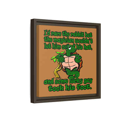 turtle race - framed canvas art (light brown)