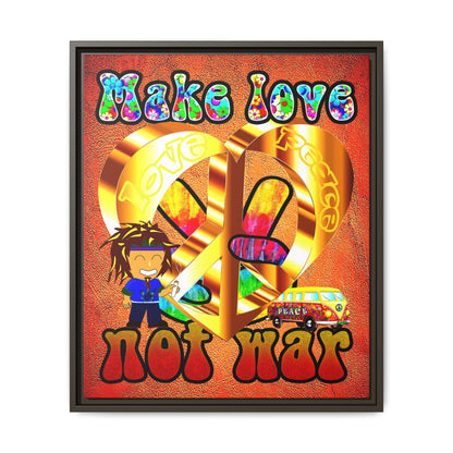 love peace - framed canvas art (burnt orange)