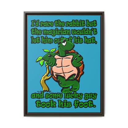 turtle race - framed canvas art (turquoise)