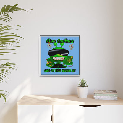 disc jockey - framed canvas art (light blue)