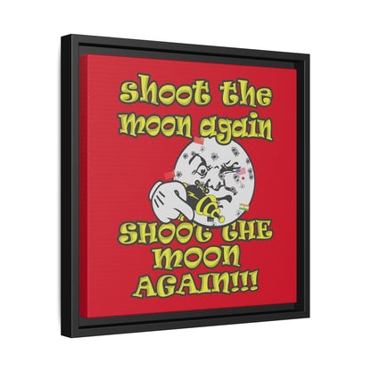 shoot the moon again - framed canvas art (dark red)