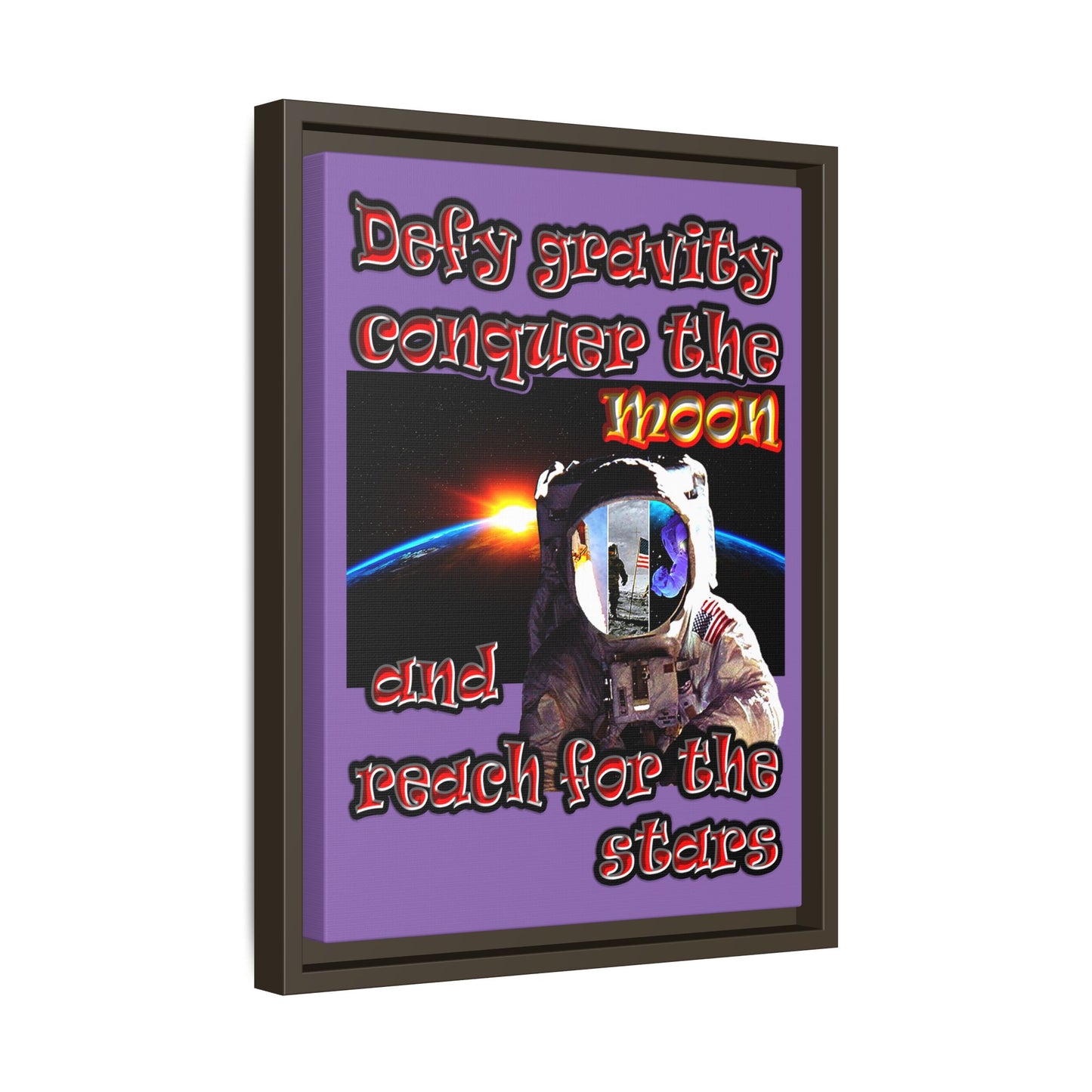 defy conquer reach - framed canvas art (light purple)