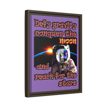 defy conquer reach - framed canvas art (light purple)
