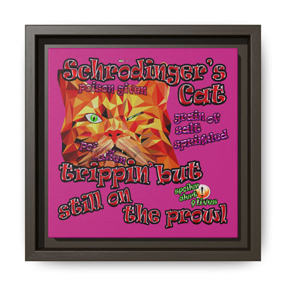 schrodinger's cat - framed canvas art (pink)