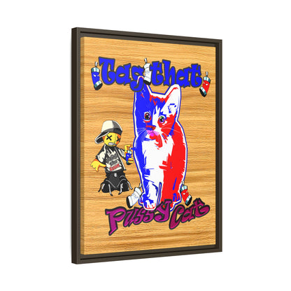 tag that - framed canvas art (butterscotch wood finish)