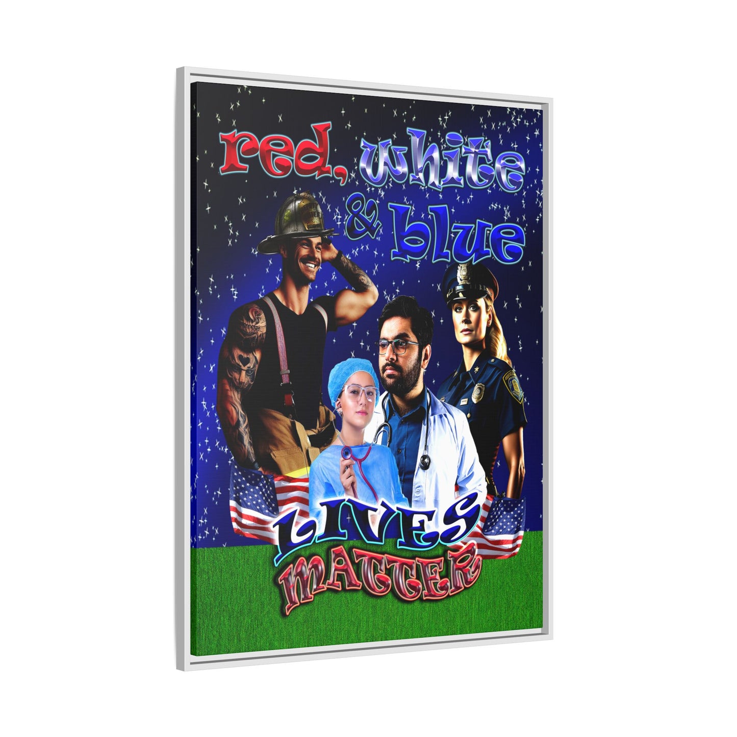 rw&b lives matter - framed canvas art ('snoops' background)