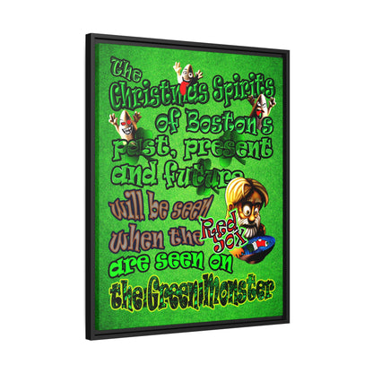 christmas spirits of boston - framed canvas art (green turf)