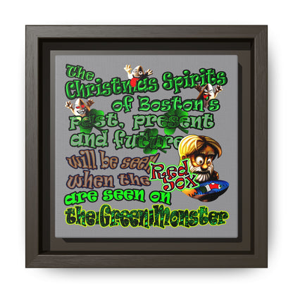 christmas spirits of boston - framed canvas art (grey)