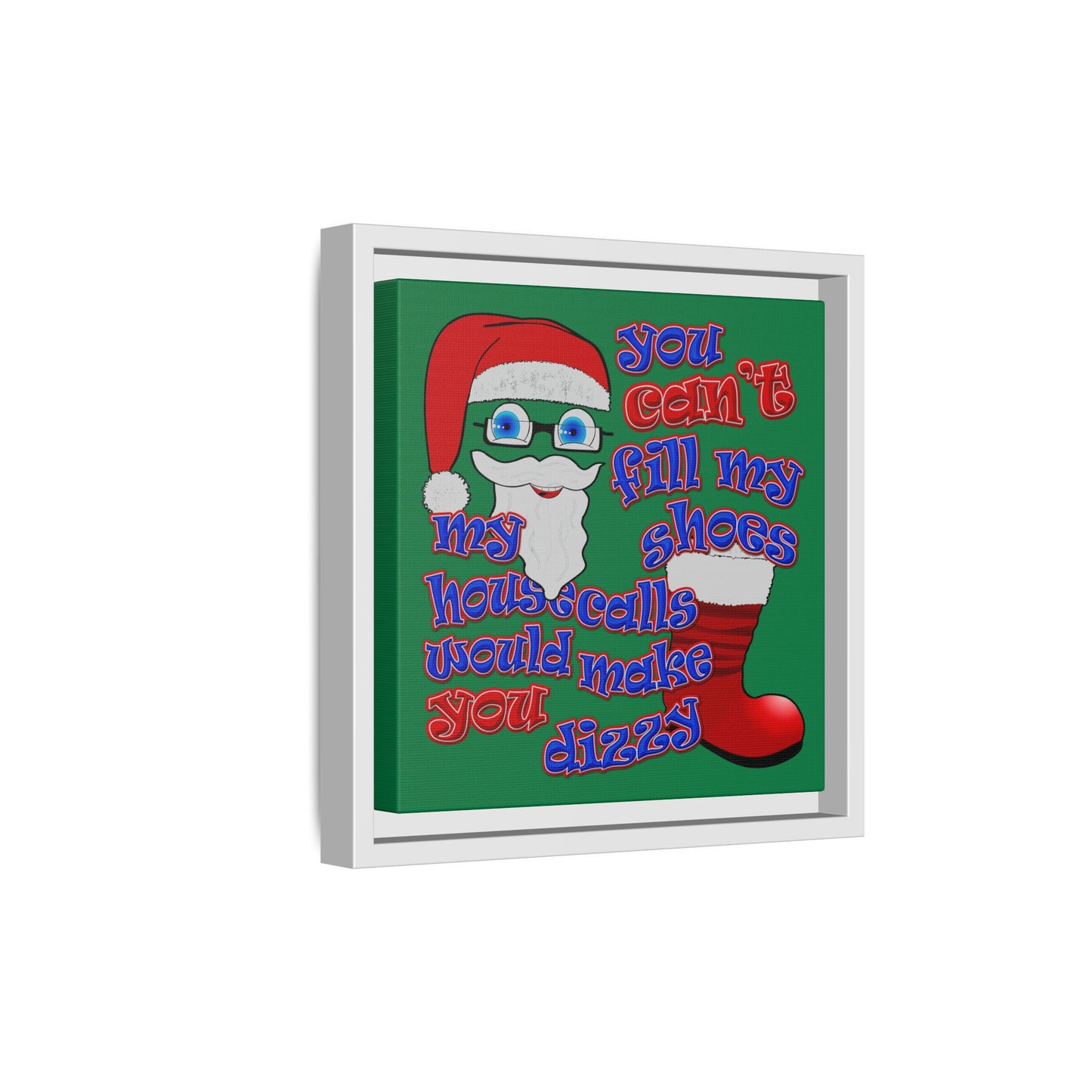 santa's shoes - framed canvas art (dark green)