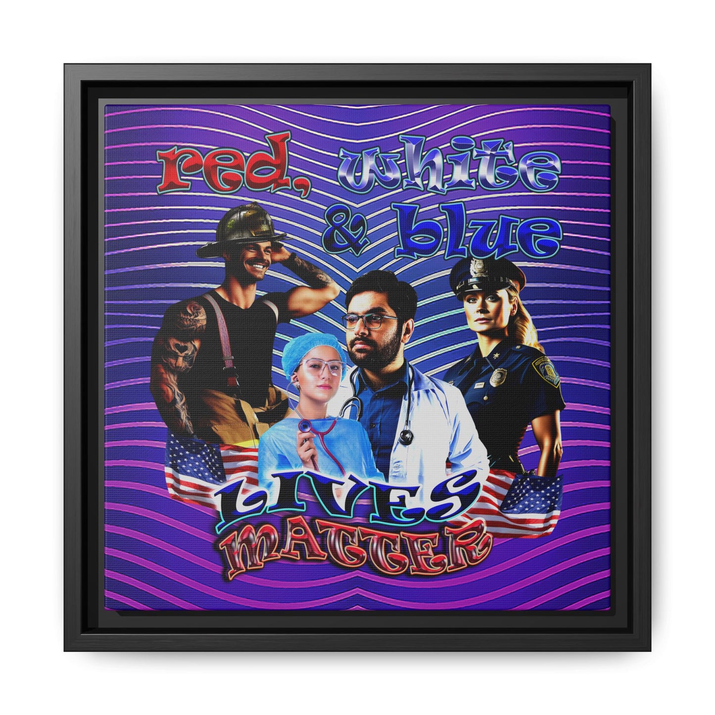 rw&b lives matter - framed canvas art (purple wave)