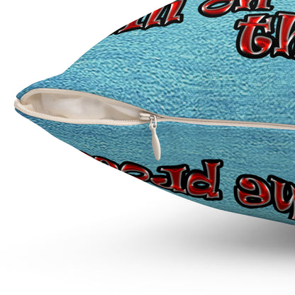 schrodinger's cat - Spun Polyester Square Pillow - (faded blue)