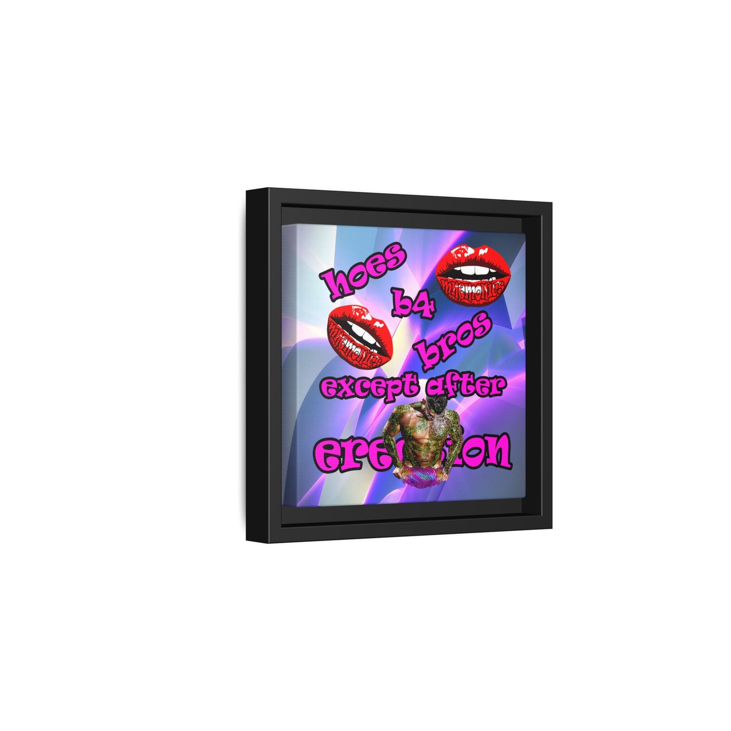 hoes b4 bros - framed canvas art (grey-pink wave)