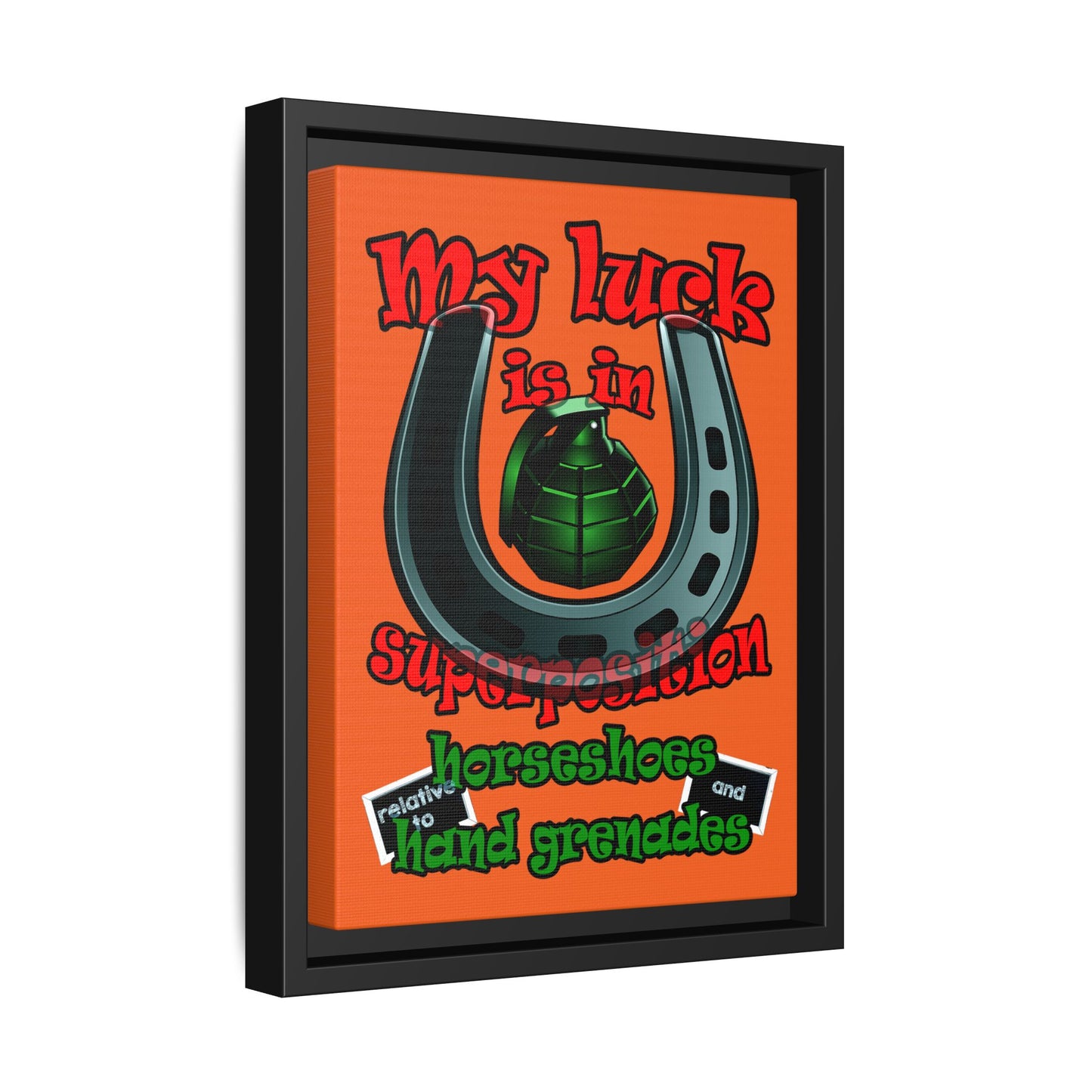 my luck - framed canvas art (orange)