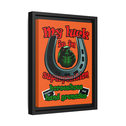 my luck - framed canvas art (orange)