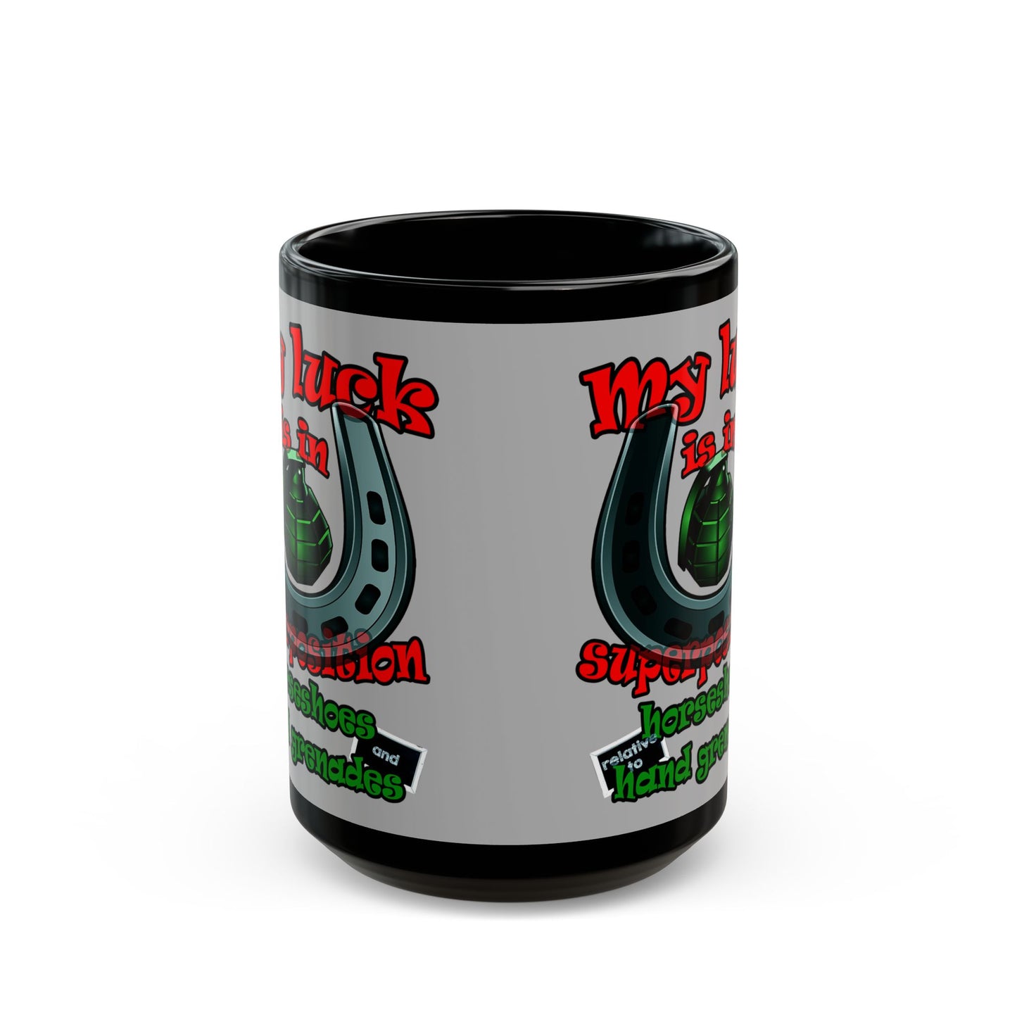 my luck - Black Mug (light grey)