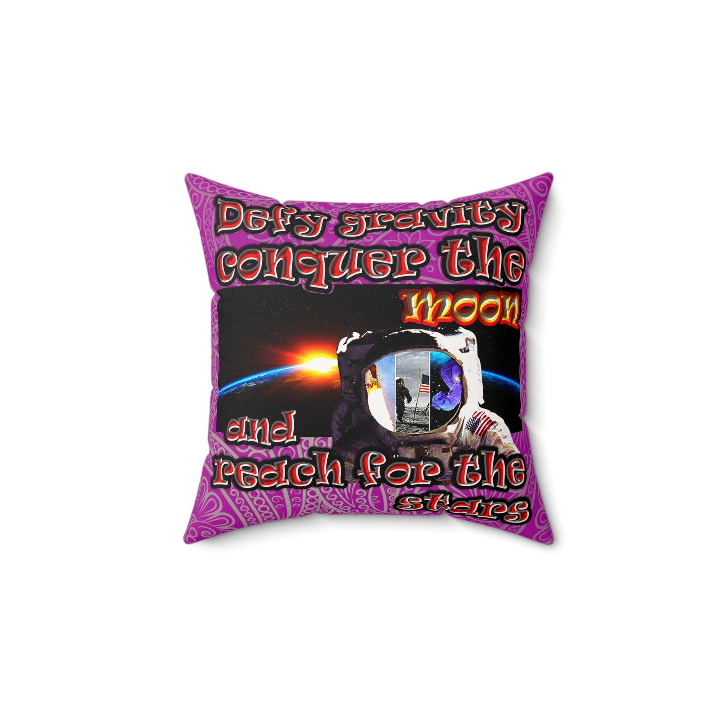 defy conquer reach - Faux Suede Square Pillow - (pink swirl)