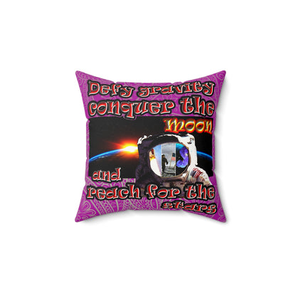 defy conquer reach - Faux Suede Square Pillow - (pink swirl)
