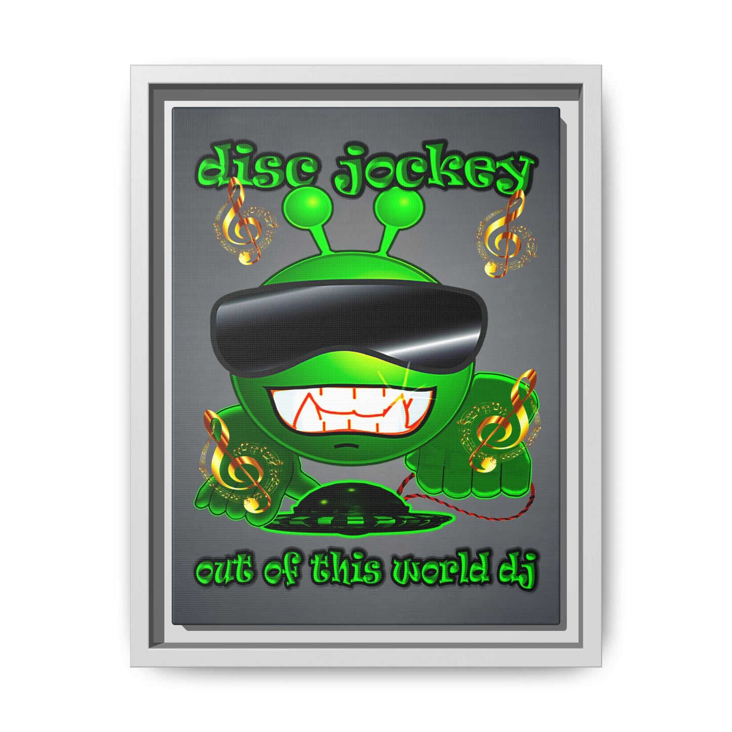 disc jockey - framed canvas art (grey-light grey)