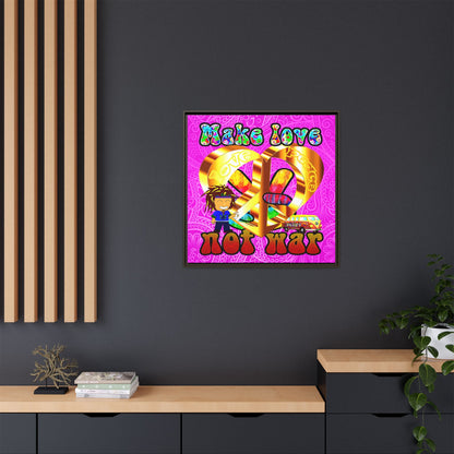 love peace - framed canvas art (pink swirl)
