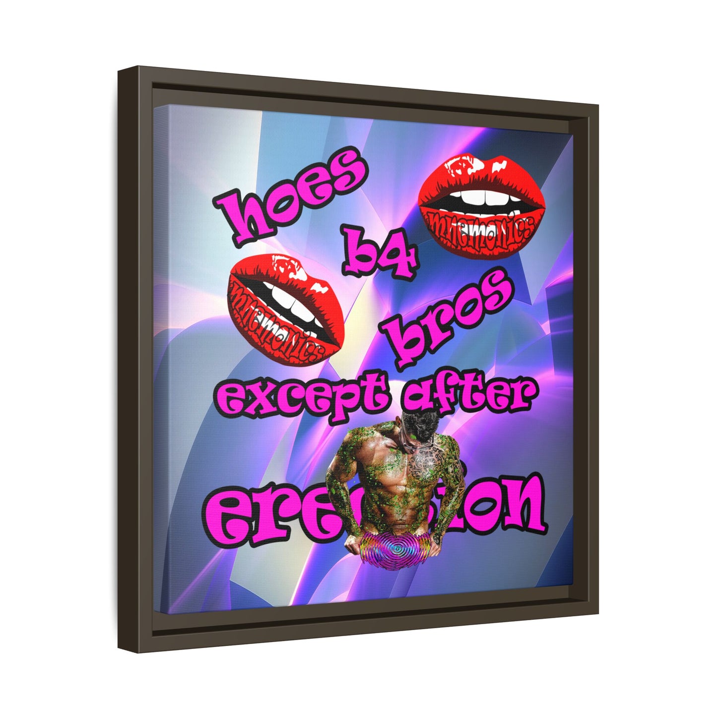 hoes b4 bros - framed canvas art (grey-pink wave)