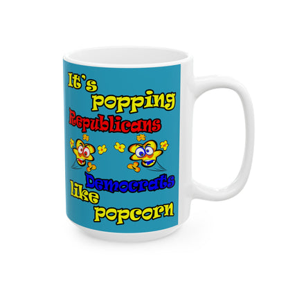 popping like popcorn - White Mug (turquoise)