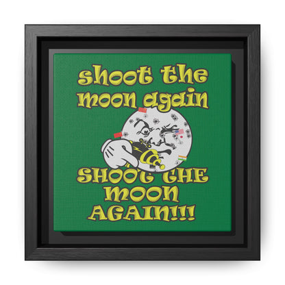 shoot the moon again - framed canvas art (dark green)