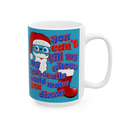 santa's shoes - White Mug (turquoise)