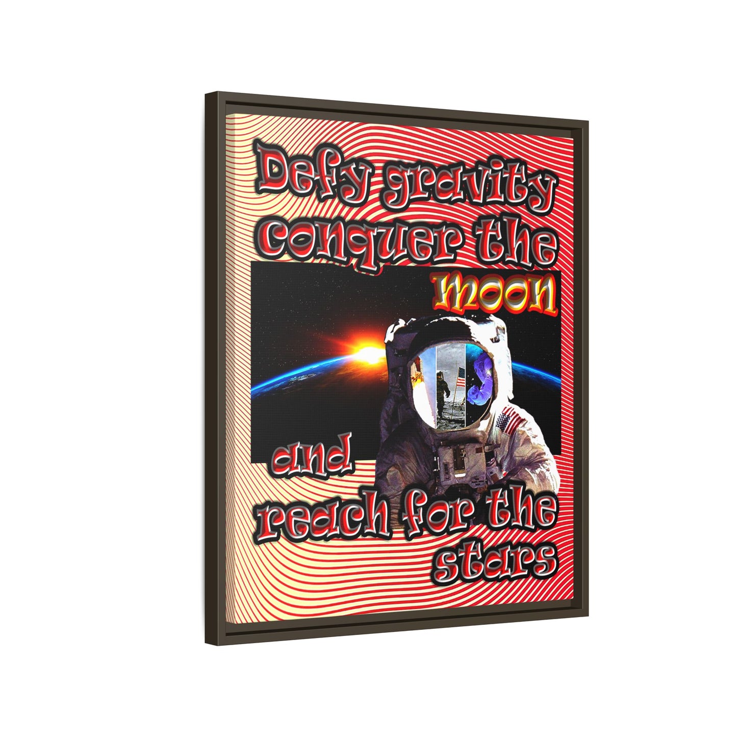 defy conquer reach - framed canvas art (yellow-orange wave)
