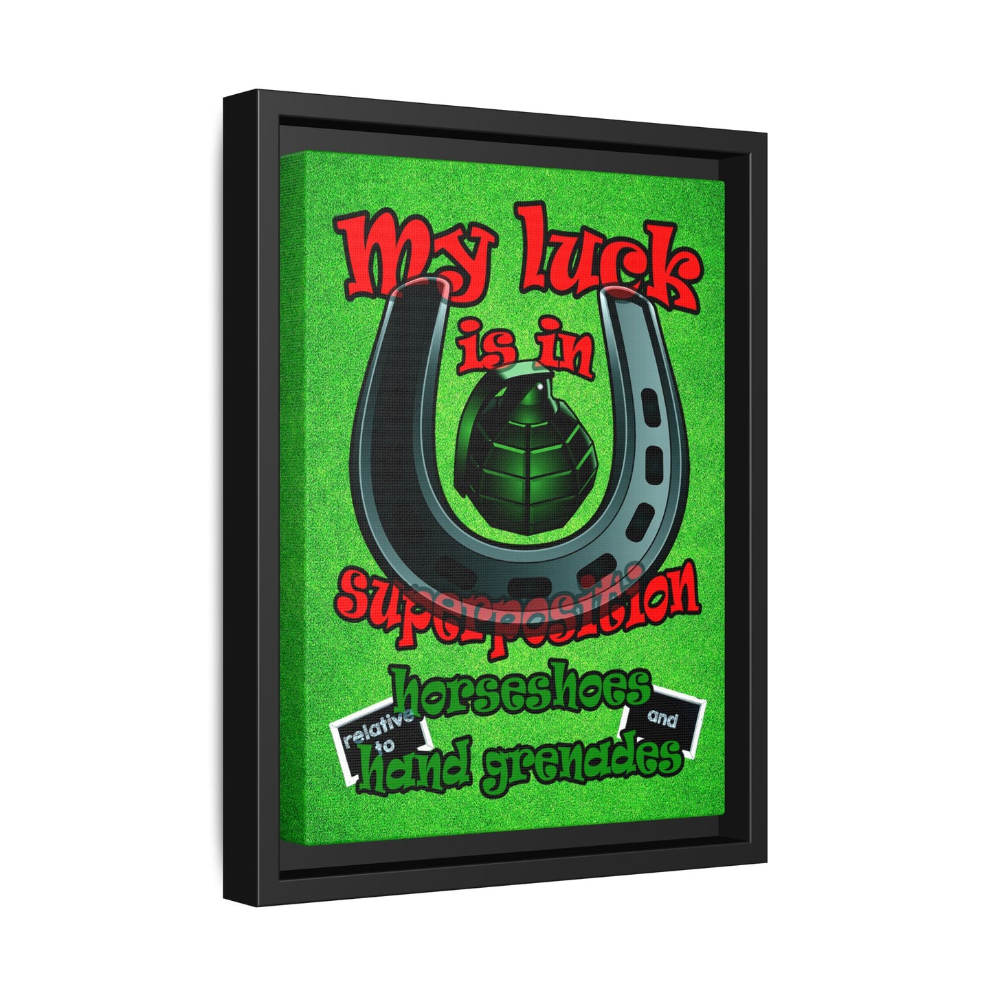 my luck - framed canvas art (green turf)