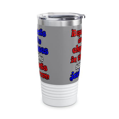 donkeys and elephants - Ringneck Tumbler, 20oz (grey)