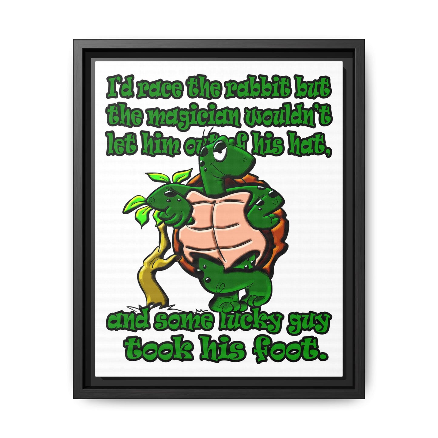 turtle race - framed canvas art (white)