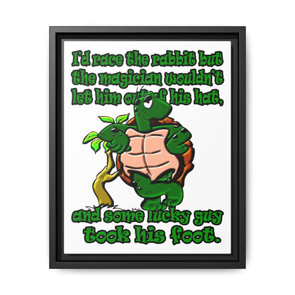 turtle race - framed canvas art (white)