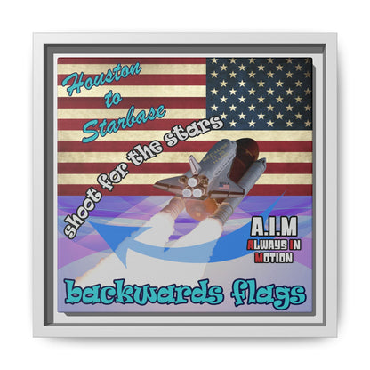shoot for the stars - framed canvas art (light blue-pink wave)