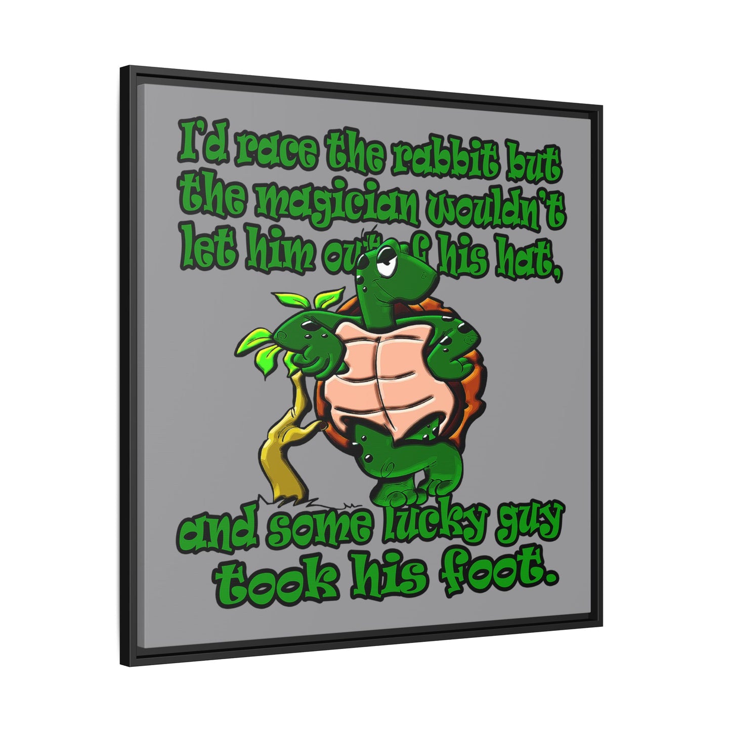 turtle race - framed canvas art (grey)