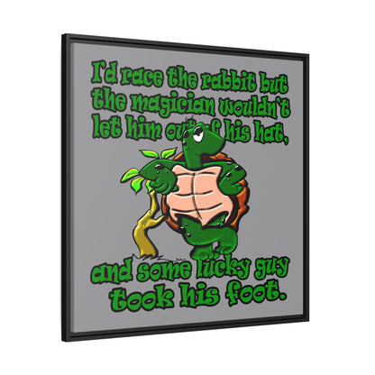 turtle race - framed canvas art (grey)