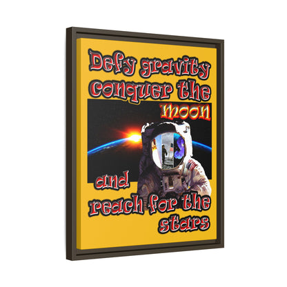 defy conquer reach - framed canvas art (yellow)