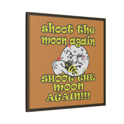 shoot the moon again - framed canvas art (light brown)