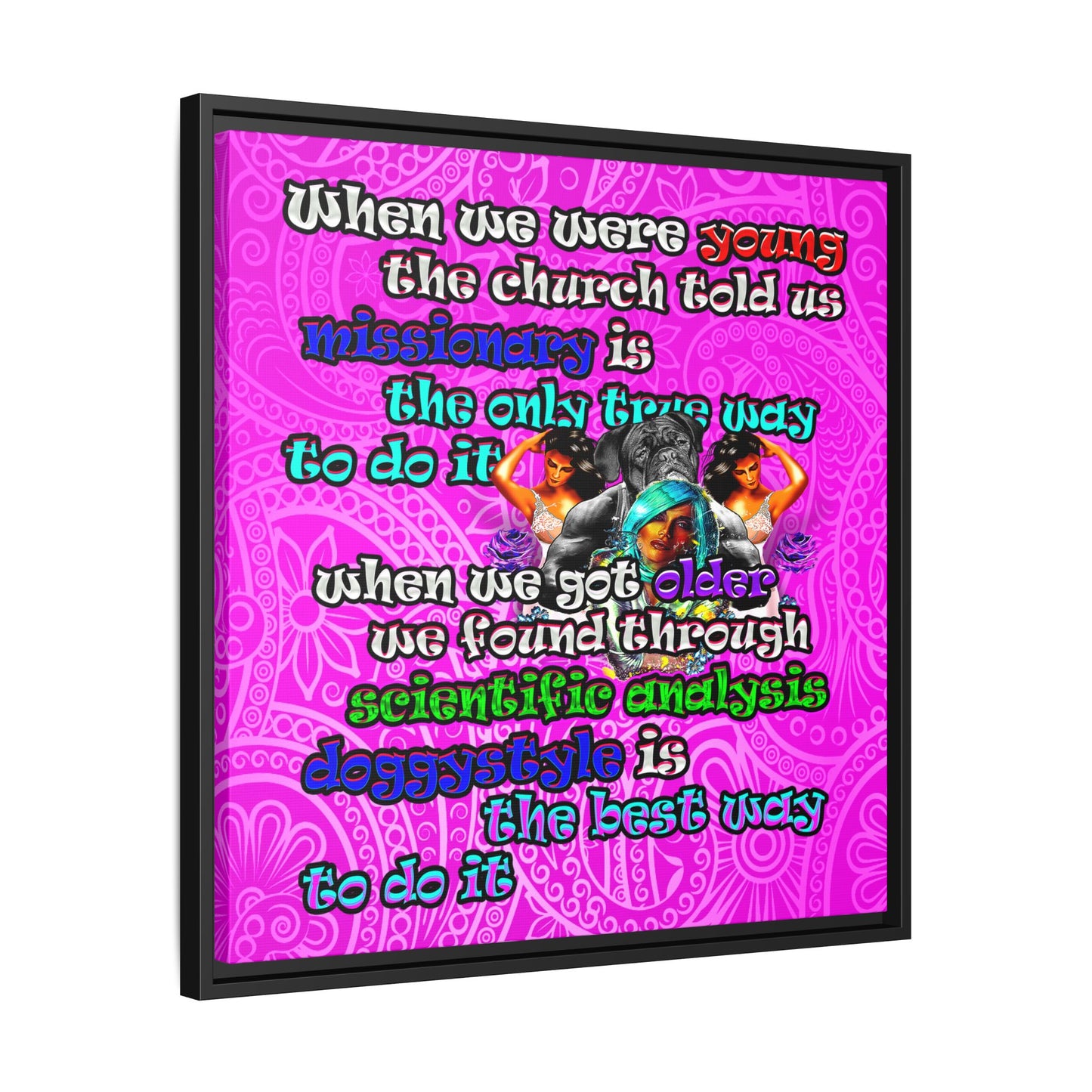 doggystyle - framed canvas art (pink swirl)