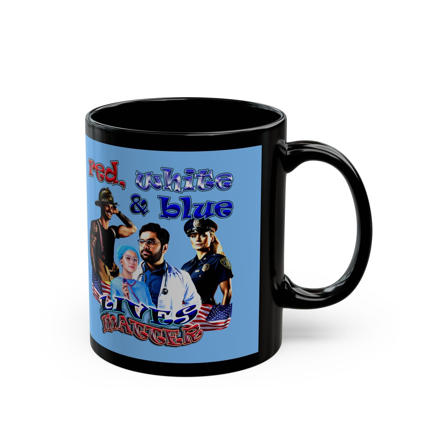 rw&b lives matter - Black Mug (light blue)