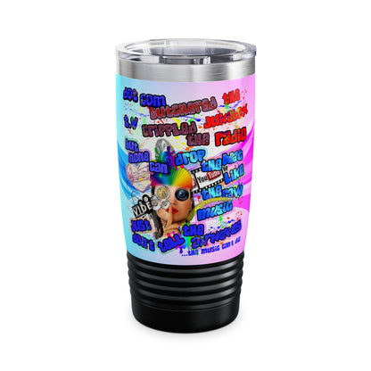drop the beat - Ringneck Tumbler, 20oz  (light blue-pink wave)