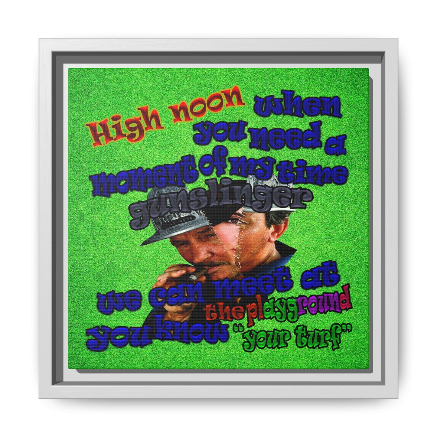 high noon - framed canvas art (green turf)